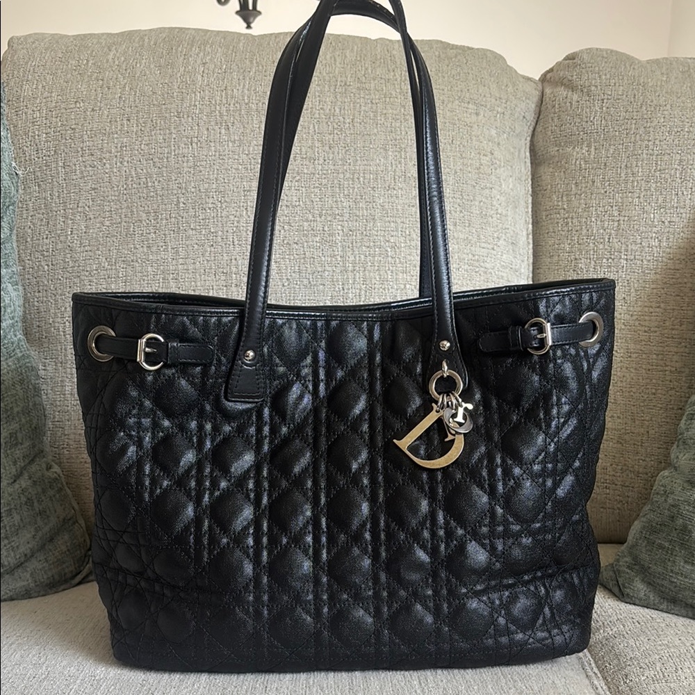 Christian DIOR Cannage Tote Bag Silver Hardware